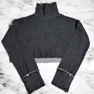 Urban Outfitters Cropped Black and White Distressed Turtleneck Sweater